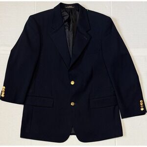 LL‎ Bean - Men's Navy Blue Blazer Sport Coat - Gold Buttons Classic - 40 Regular